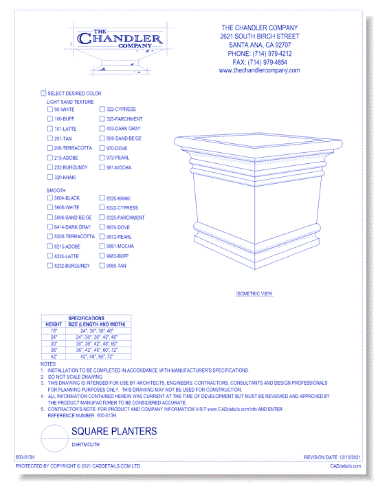 Square Planters: Dartmouth