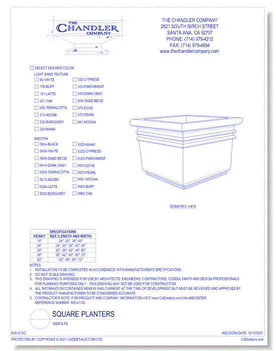 Square Planters: Santa Fe