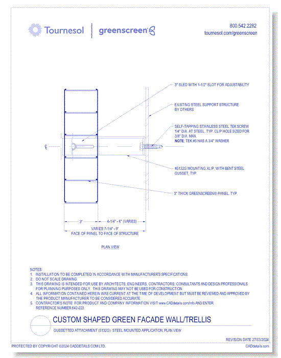 Gussetted Attachment (5132G): Steel Mounted Application, Plan View