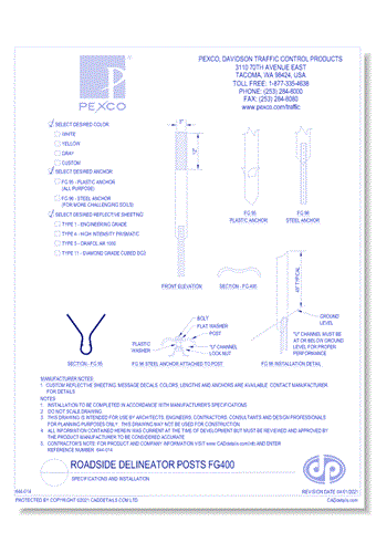 Roadside Delineator Posts FG400:  Specifications & Installation