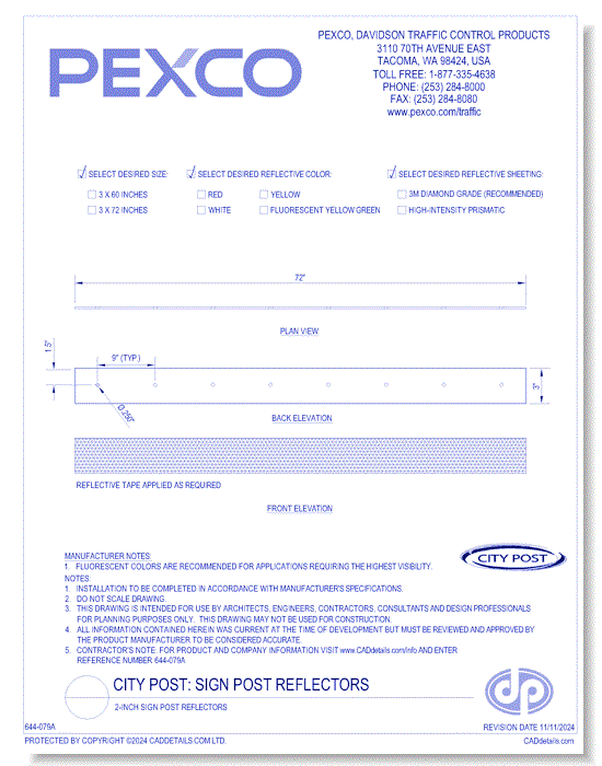 Sign Post Reflectors: 3-Inch Sign Post Reflector