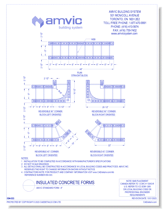 (FOR-003) Amvic Standard Form - 8 Inch