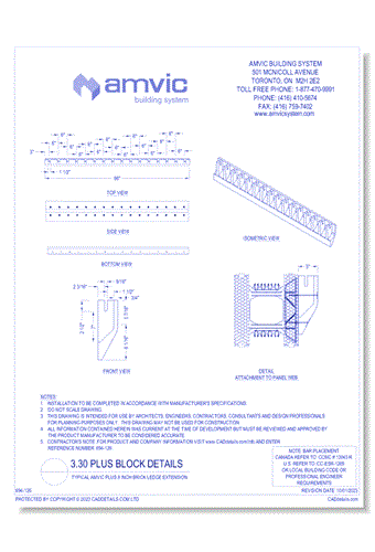Typical Amvic Plus 8 Inch Brick Ledge Extension