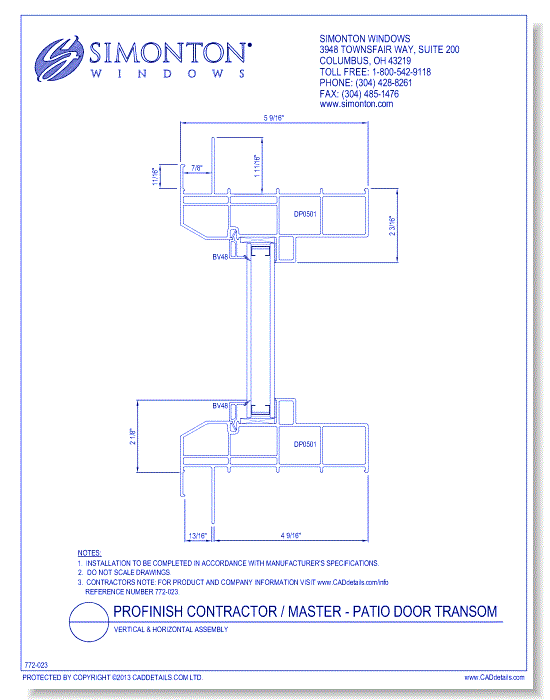 ProFinish Contractor / Master - Patio Door Transom, Vertical and Horizontal Assembly