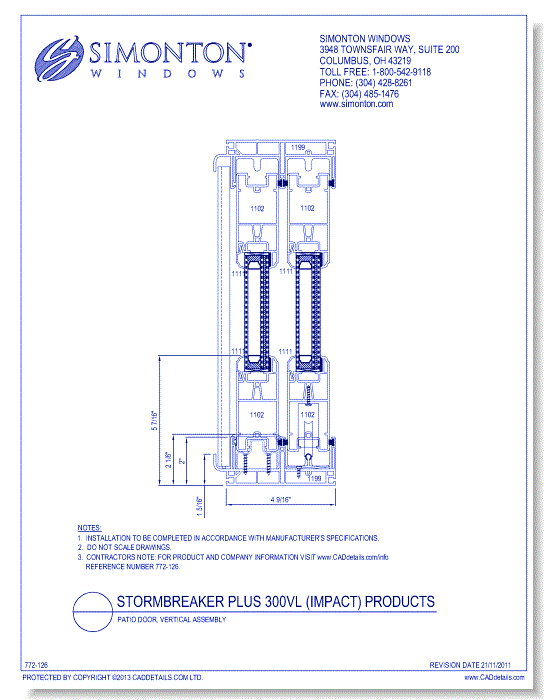 StormBreaker Plus 300VL (Impact) Products: Patio Door, Vertical Assembly