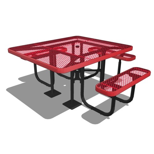 F1308 - Square Expanded Steel 3-Seat ADA Table, Surface Mount 
