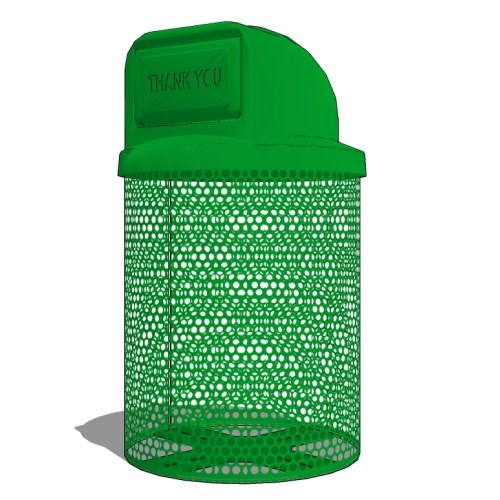 D1021D - Ultra 32 Gal Perforated Steel Trash Receptacle, Dome Top