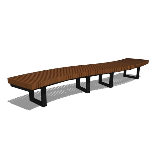 PINF24S12X2T - Infinity 2' Serpentine R12 Thermory Bench, Powder Coat Frame Finish