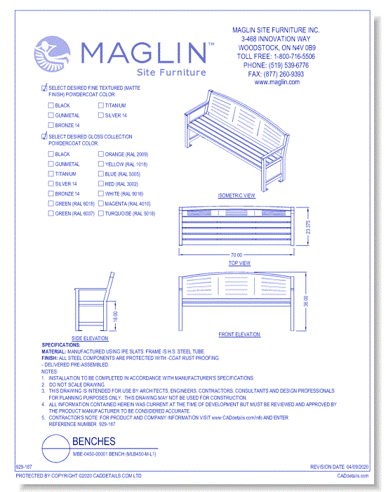 MBE-0450-00001 Bench (MLB450-M-L1)
