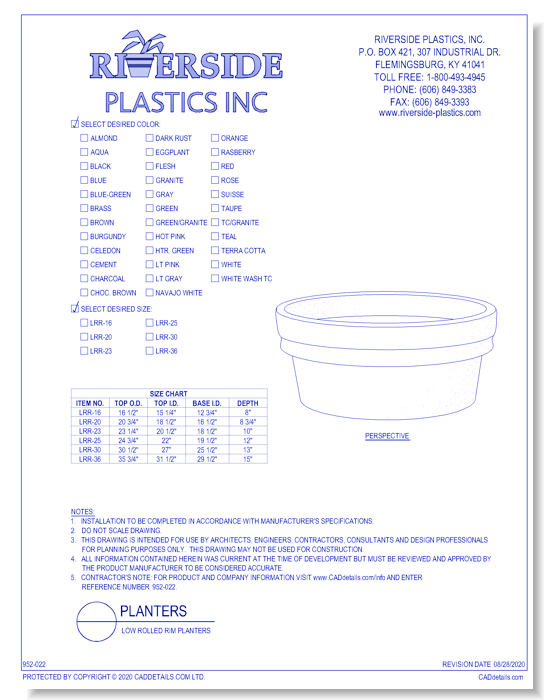 Low Rolled Rim Planters