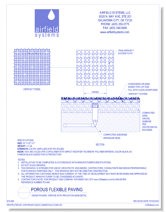Grass Pavers: AirPave with Irrigation Head Detail