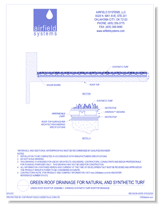 Green Roof Rooftop Assembly: AirDrain Synthetic Turf Rooftop Drainage